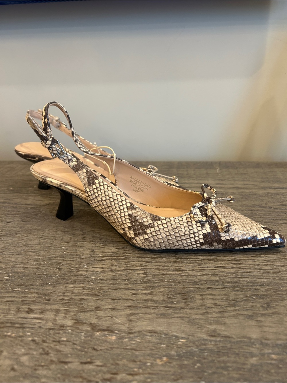Primark Snake-Print Slingback Kitten Heel Pumps - Neutral Tones
